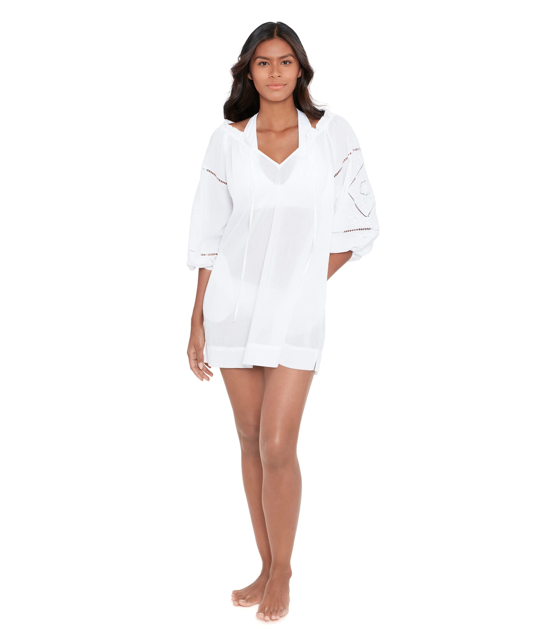 Women's white V-neck pajamas