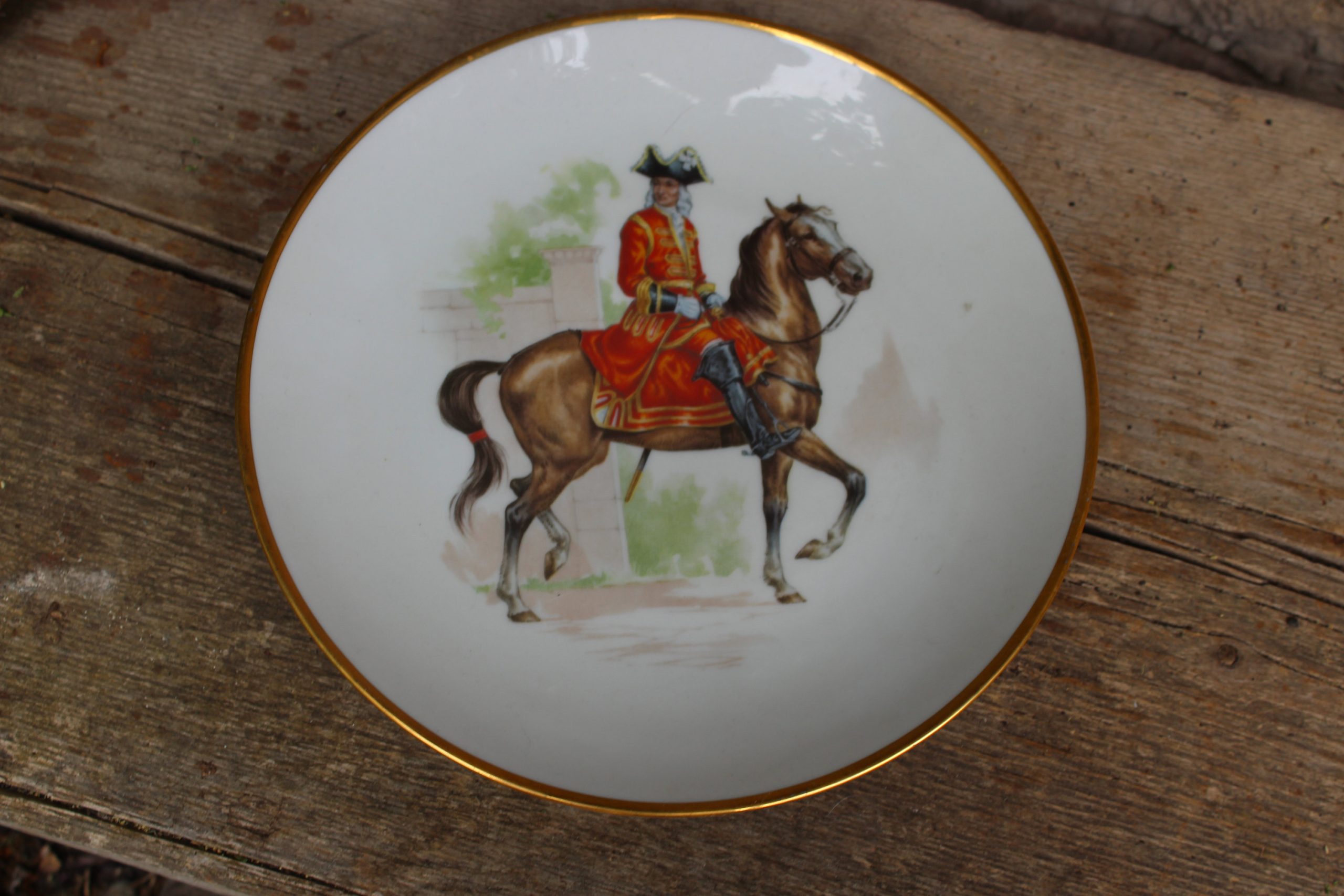 Vintage Equestrian Rider Porcelain Decorative Plate
