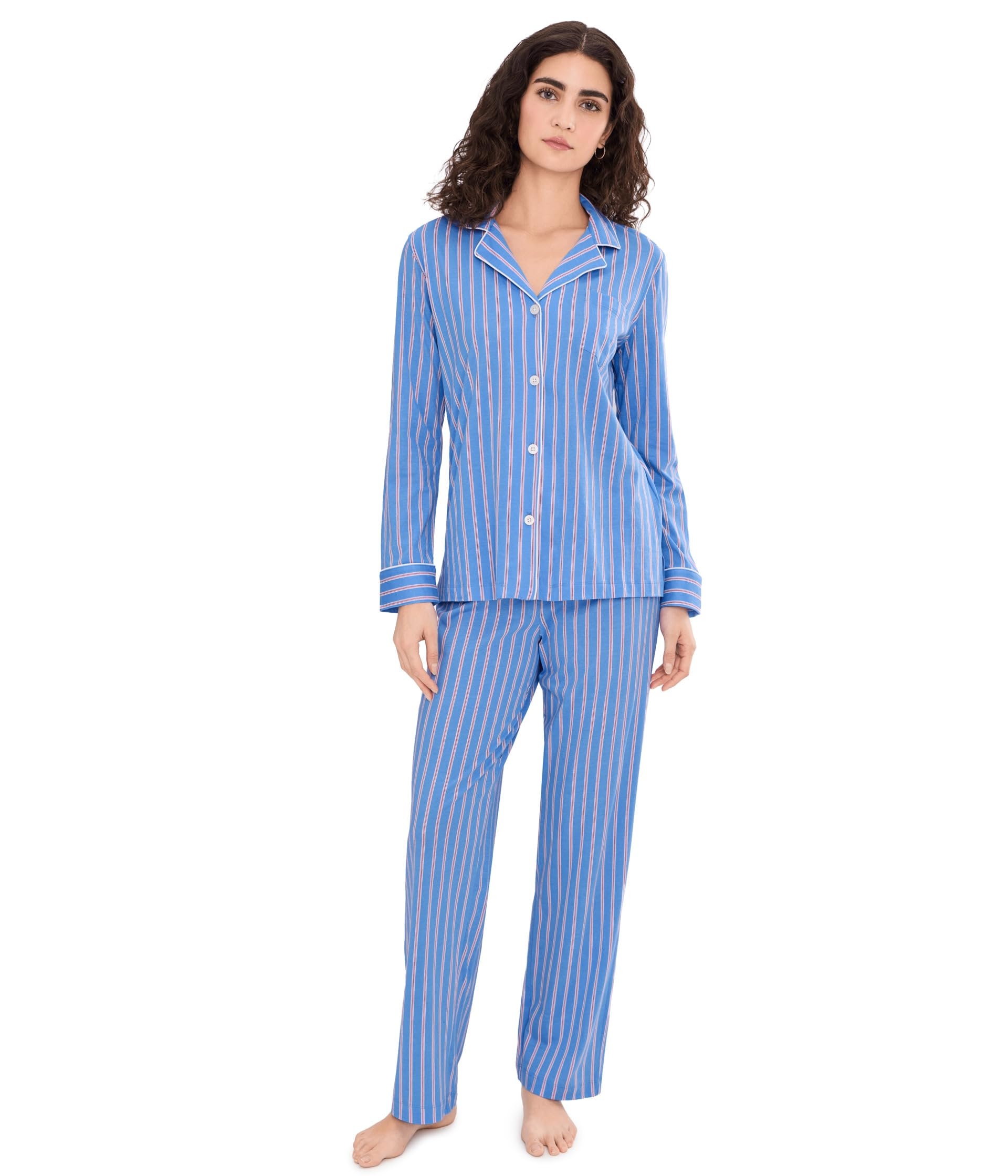 Women's Blue Striped Pajama Set